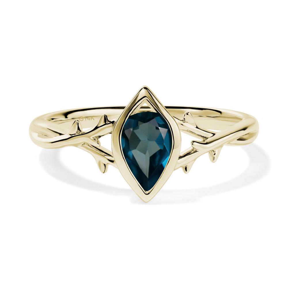 London Blue Topaz Twig Ring - LUO Jewelry #metal_14k yellow gold