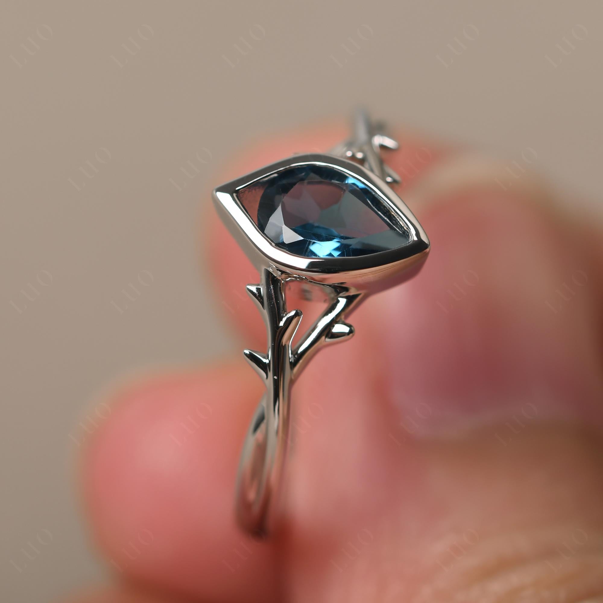 London Blue Topaz Twig Ring - LUO Jewelry 