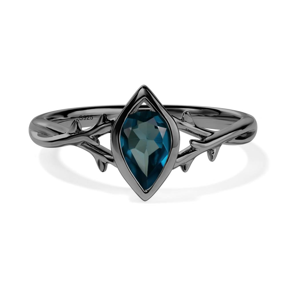 London Blue Topaz Twig Ring - LUO Jewelry #metal_black finish sterling silver