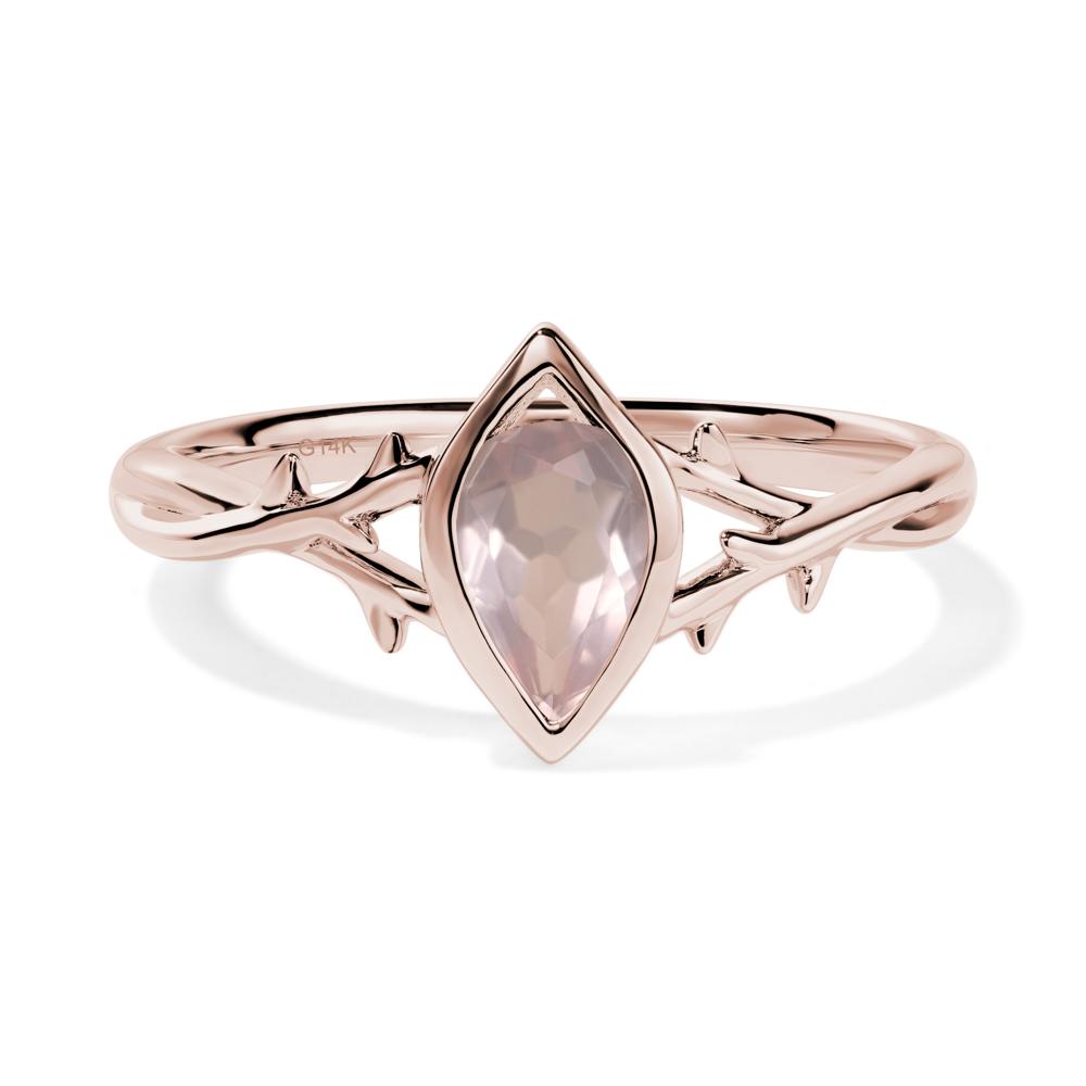 Rose Quartz Twig Bezel Set Ring - LUO Jewelry #metal_14k rose gold