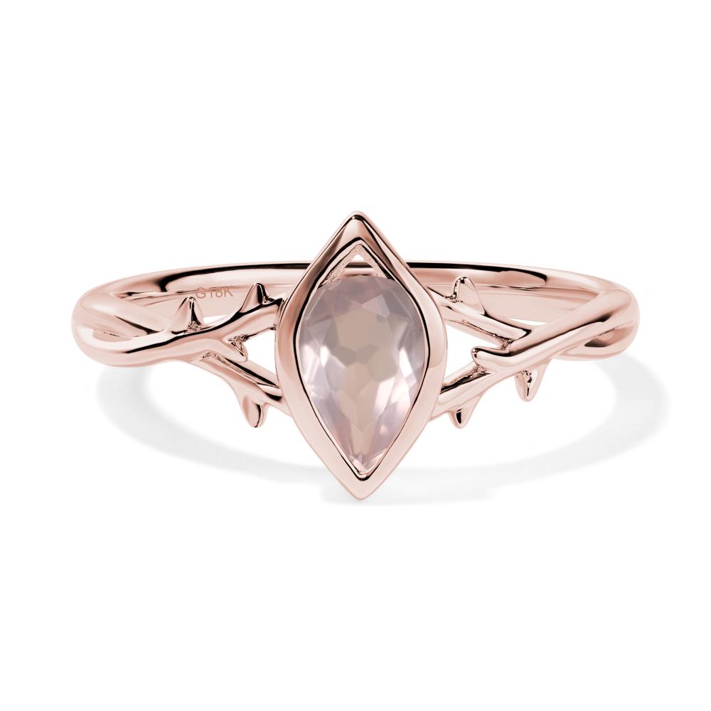 Rose Quartz Twig Bezel Set Ring - LUO Jewelry #metal_18k rose gold