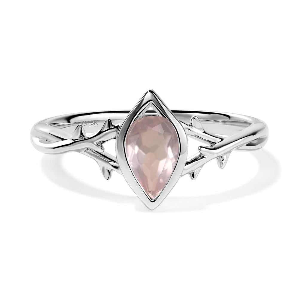 Rose Quartz Twig Bezel Set Ring - LUO Jewelry #metal_18k white gold