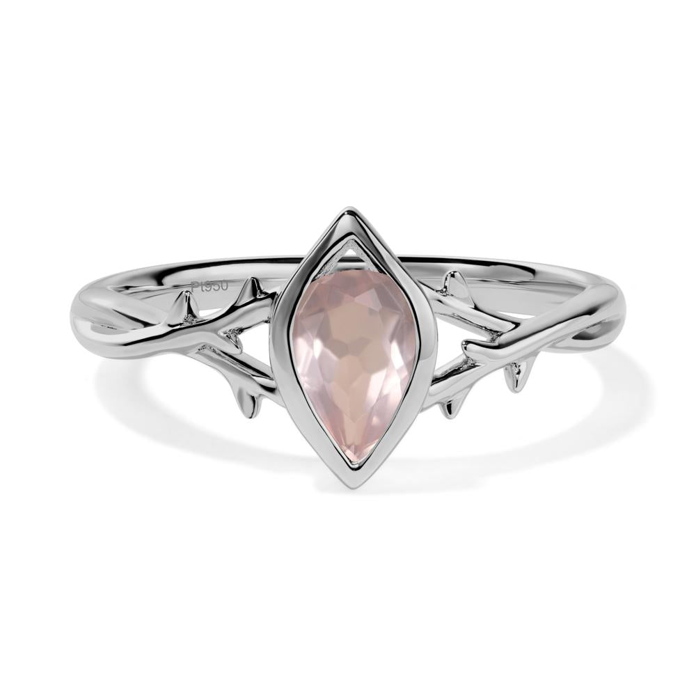 Rose Quartz Twig Bezel Set Ring - LUO Jewelry #metal_platinum