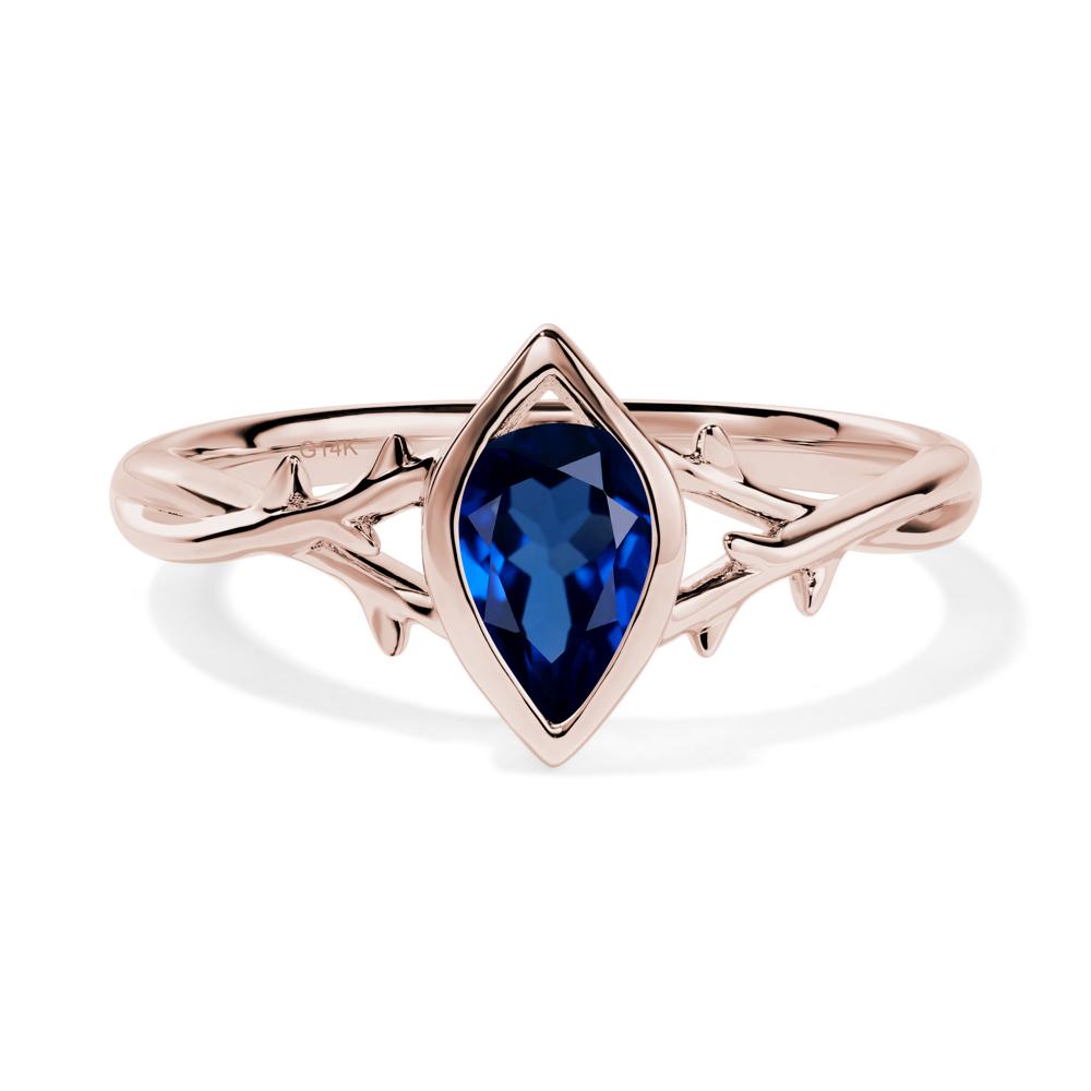 Sapphire Twig Bezel Set Ring - LUO Jewelry #metal_14k rose gold