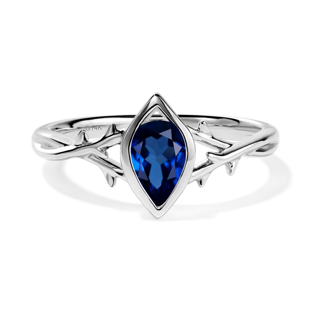 Sapphire Twig Bezel Set Ring - LUO Jewelry #metal_14k white gold