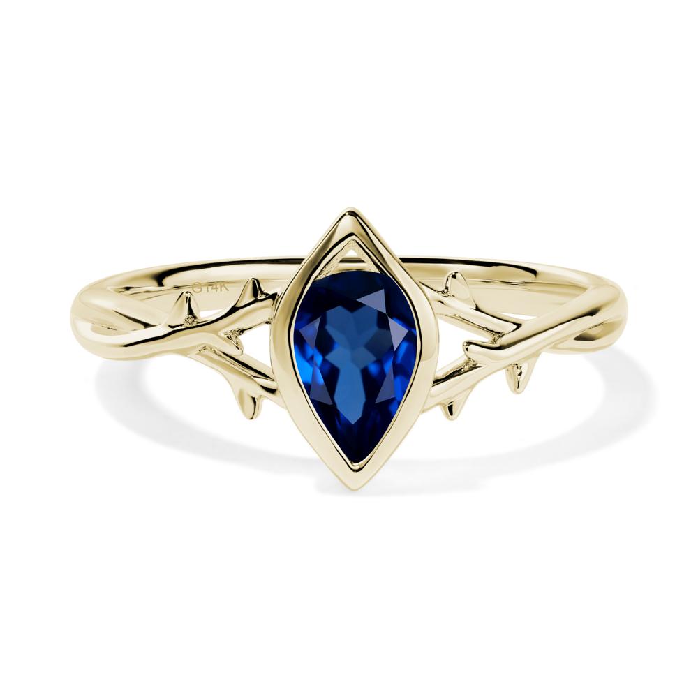 Sapphire Twig Bezel Set Ring - LUO Jewelry #metal_14k yellow gold