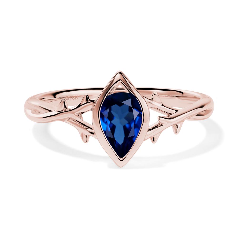 Sapphire Twig Bezel Set Ring - LUO Jewelry #metal_18k rose gold