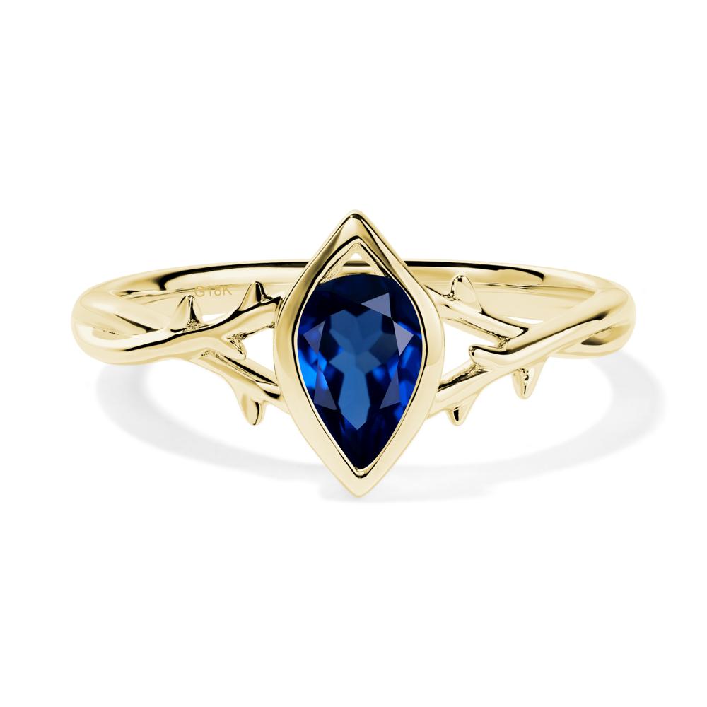 Sapphire Twig Bezel Set Ring - LUO Jewelry #metal_18k yellow gold