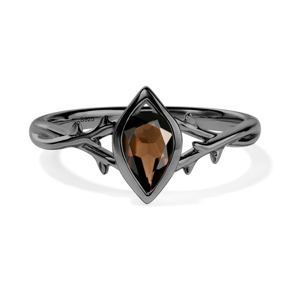 Smoky Quartz Twig Ring - LUO Jewelry #metal_black finish sterling silver