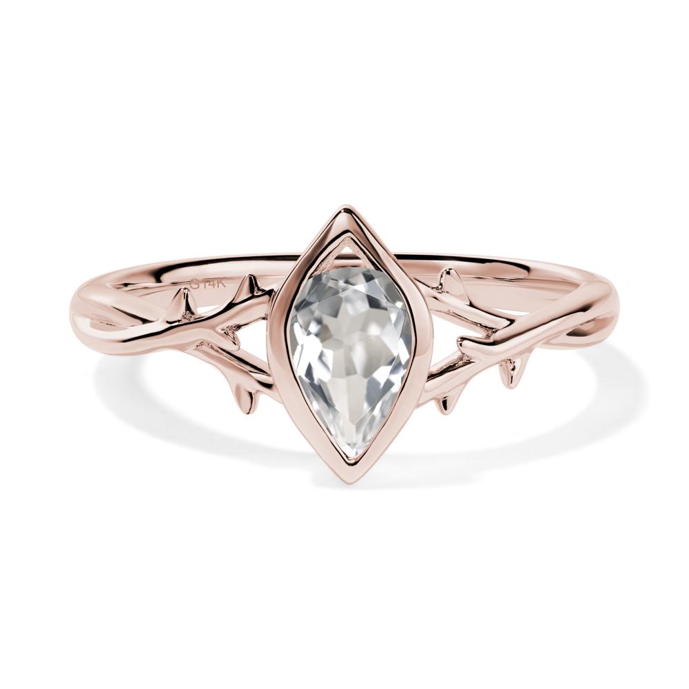 White Topaz Twig Bezel Set Ring - LUO Jewelry #metal_14k rose gold