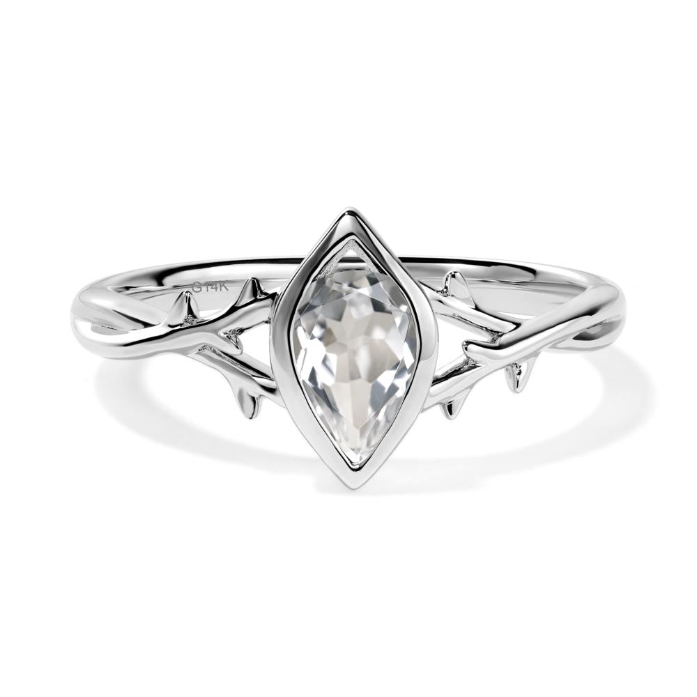 White Topaz Twig Bezel Set Ring - LUO Jewelry #metal_14k white gold