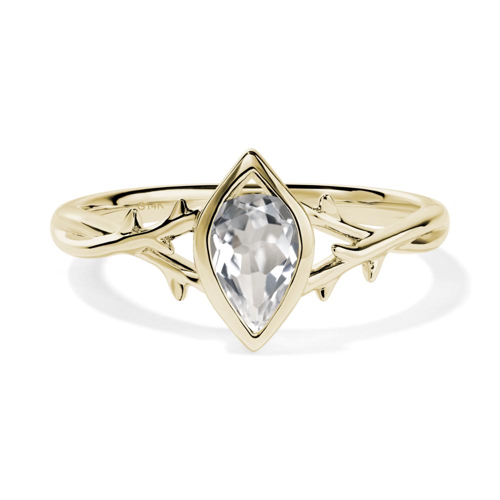 White Topaz Twig Bezel Set Ring - LUO Jewelry #metal_14k yellow gold