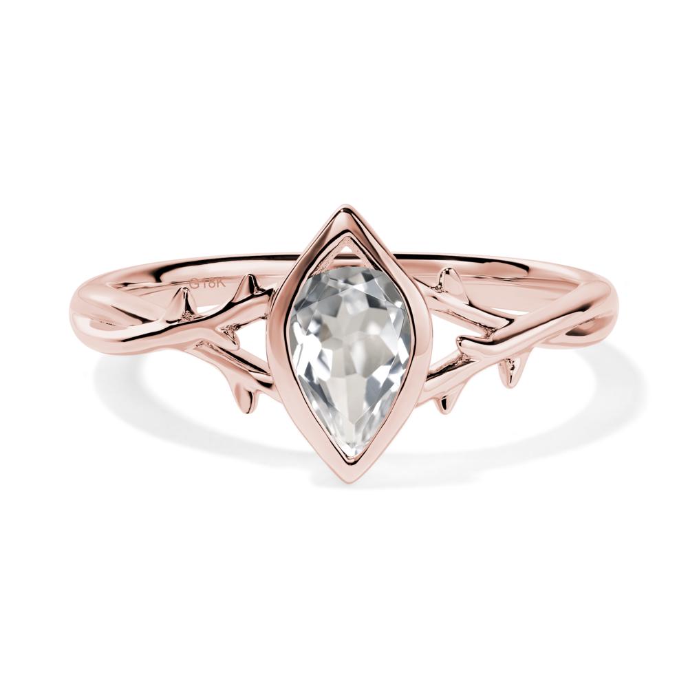 White Topaz Twig Bezel Set Ring - LUO Jewelry #metal_18k rose gold