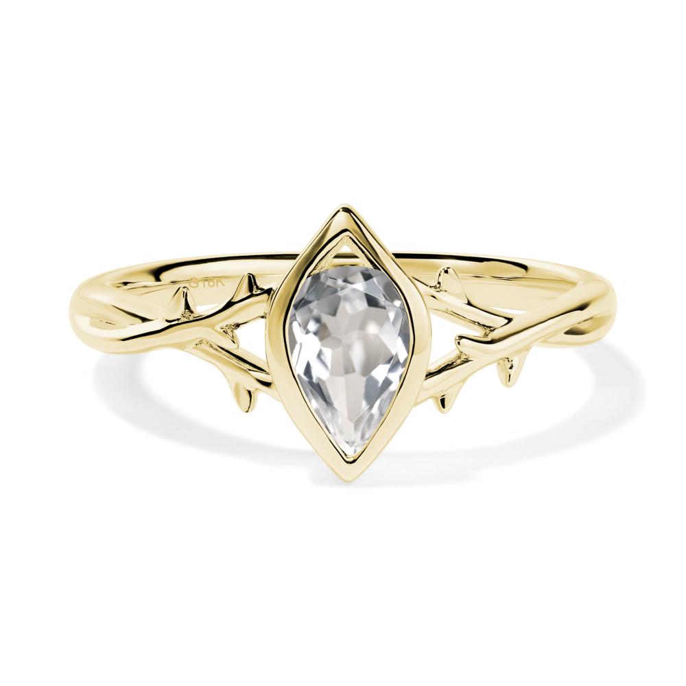 White Topaz Twig Bezel Set Ring - LUO Jewelry #metal_18k yellow gold