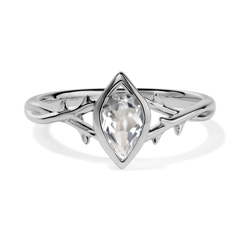 White Topaz Twig Bezel Set Ring - LUO Jewelry #metal_platinum