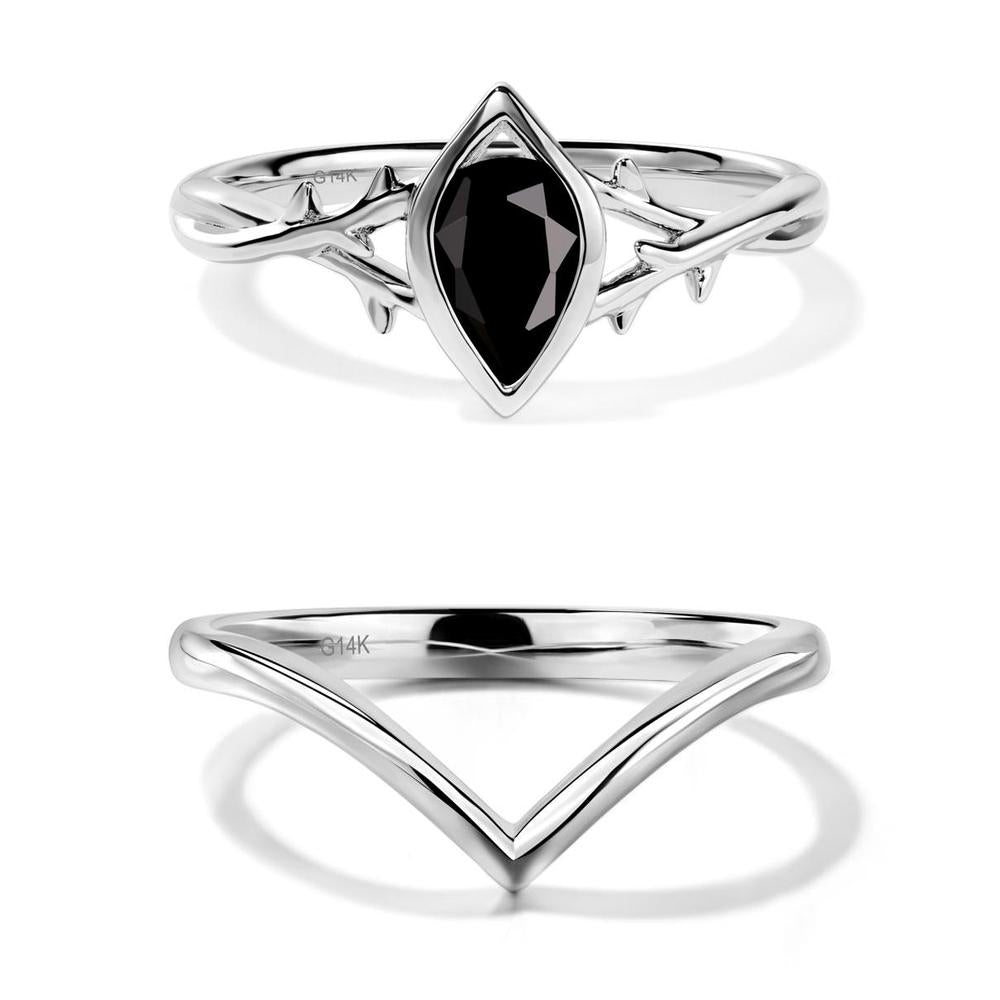 Black Spinel Twig Bezel Set Ring - LUO Jewelry #metal_xxxxx