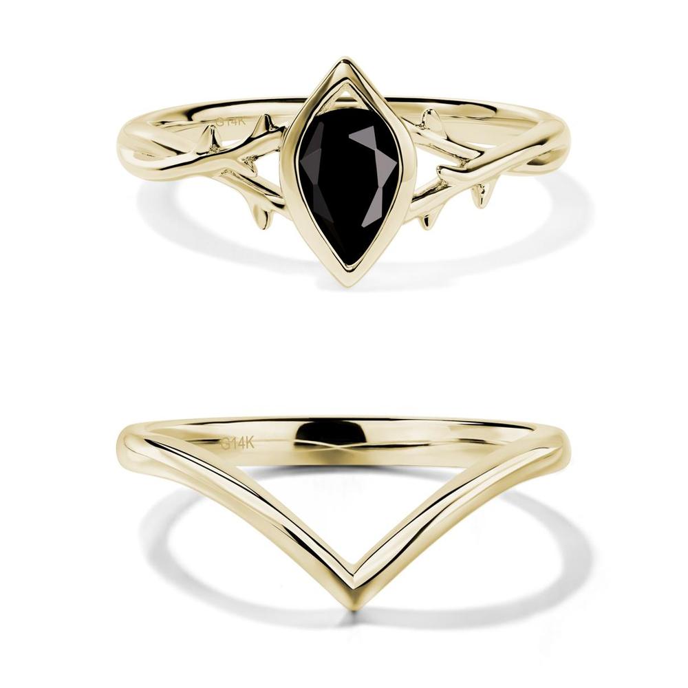 Black Spinel Twig Bezel Set Ring - LUO Jewelry #metal_xxxxx