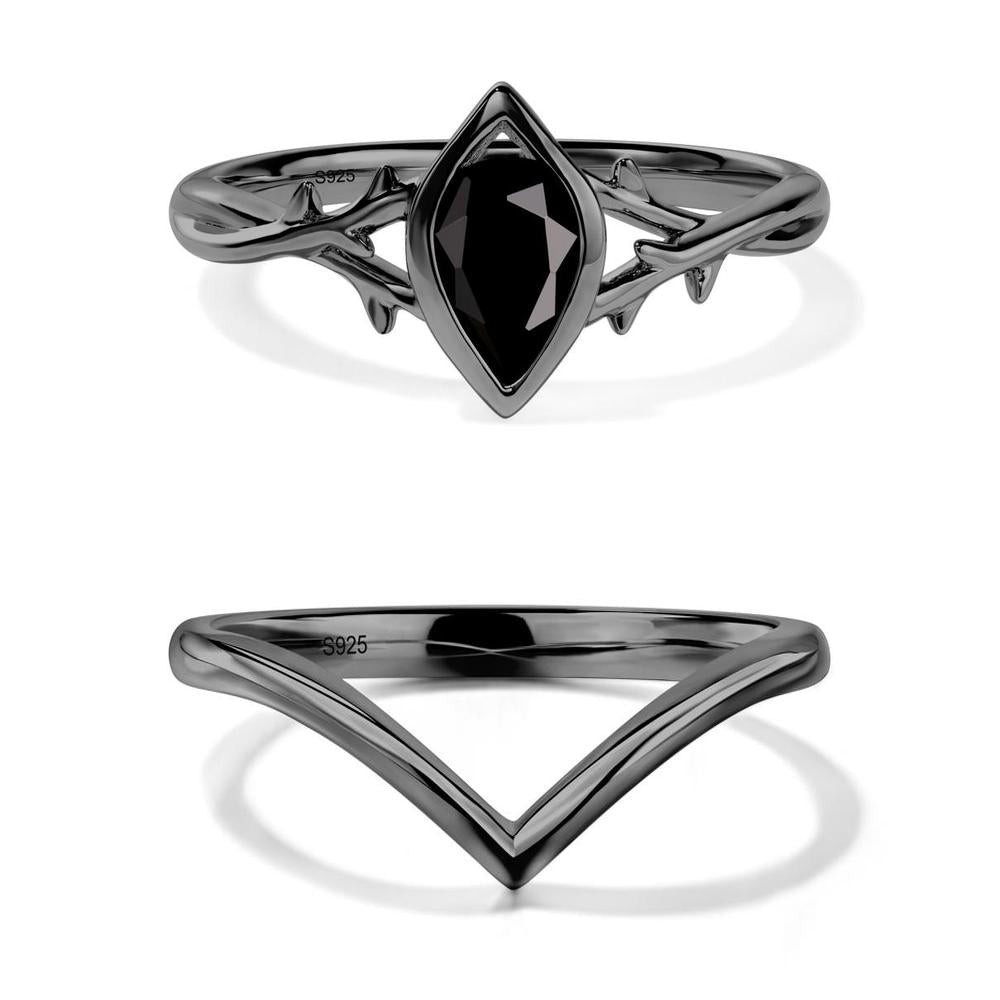 Black Spinel Twig Bezel Set Ring - LUO Jewelry #metal_xxxxx