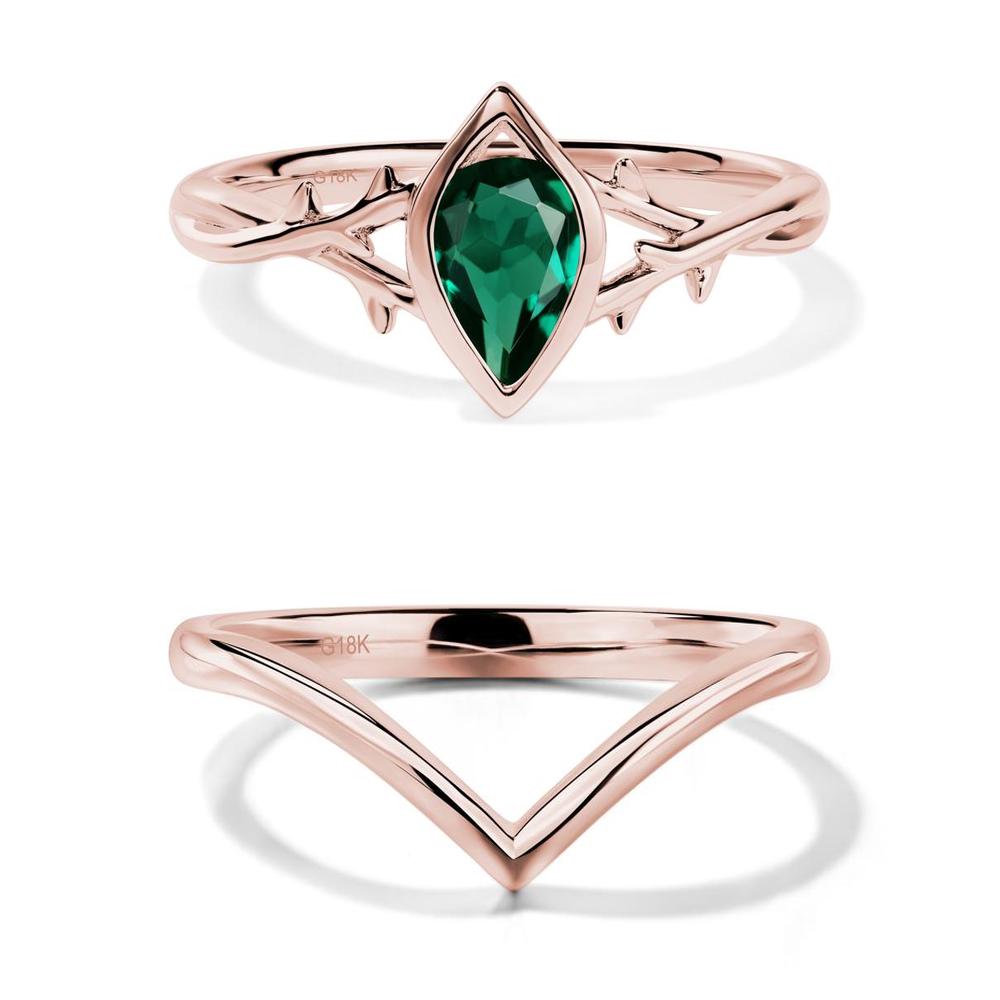 Emerald Twig Bezel Set Ring - LUO Jewelry #metal_xxxxx