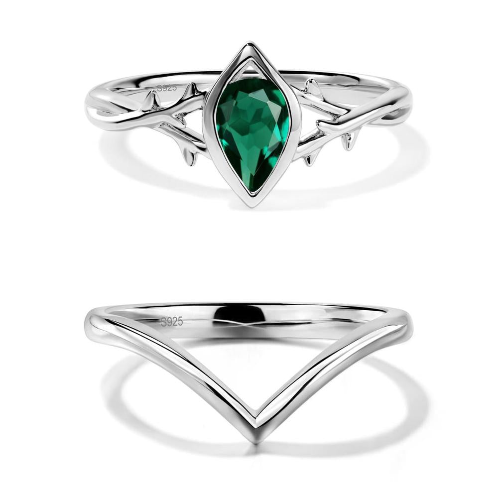 Emerald Twig Bezel Set Ring - LUO Jewelry #metal_xxxxx