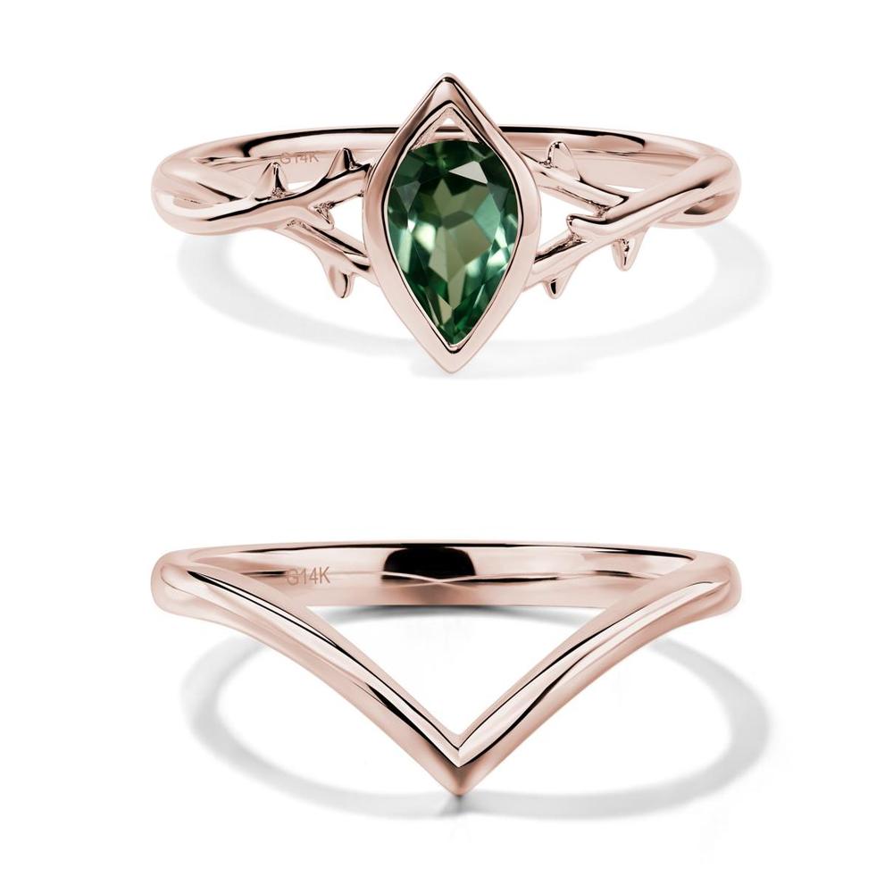 Green Sapphire Twig Bezel Set Ring - LUO Jewelry #metal_xxxxx