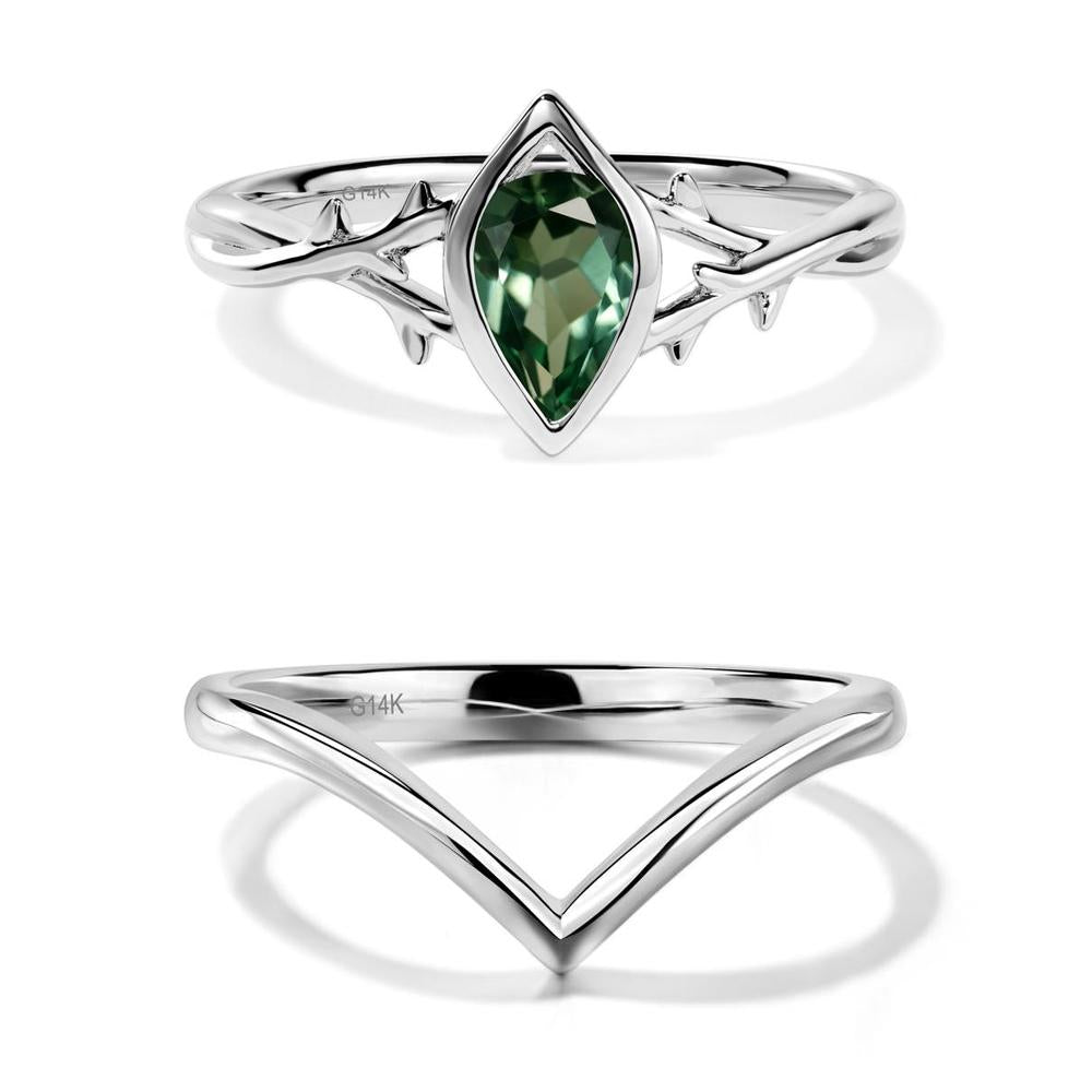 Green Sapphire Twig Bezel Set Ring - LUO Jewelry #metal_xxxxx