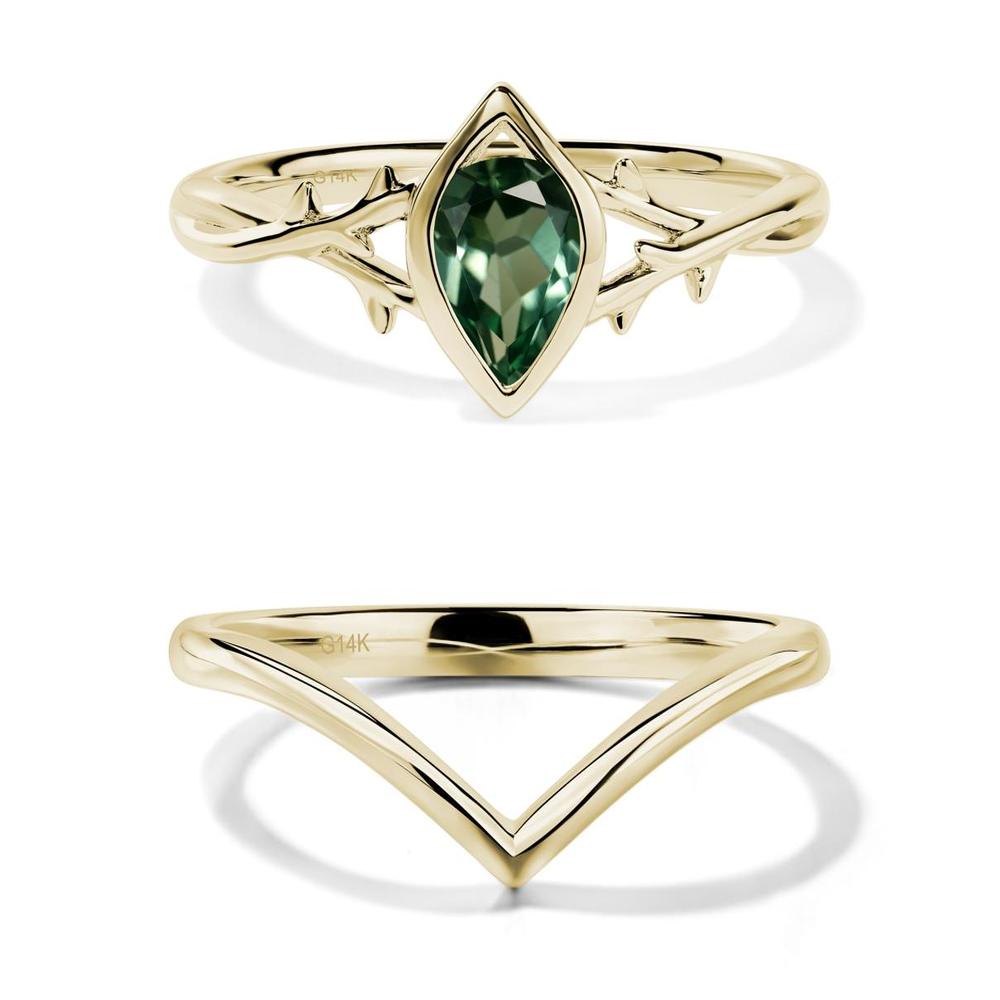 Green Sapphire Twig Bezel Set Ring - LUO Jewelry #metal_xxxxx