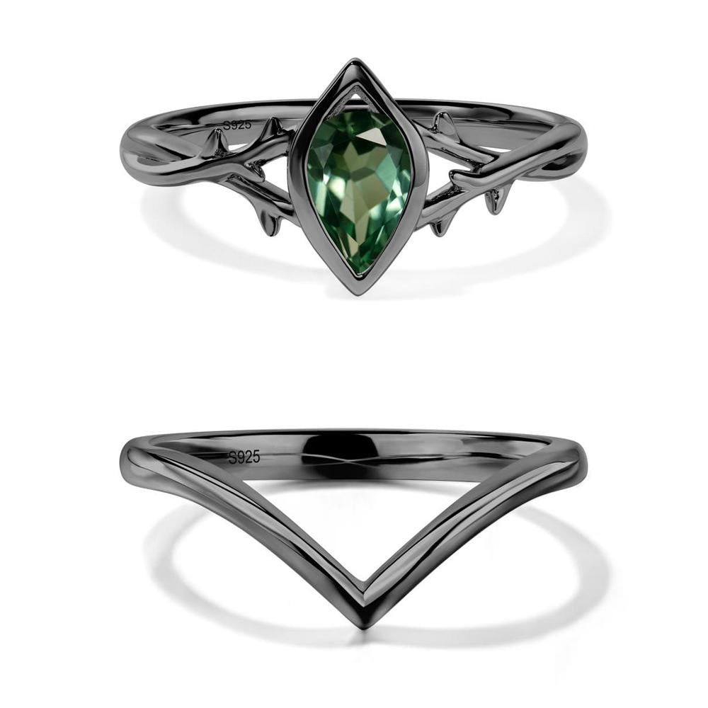 Green Sapphire Twig Bezel Set Ring - LUO Jewelry #metal_xxxxx