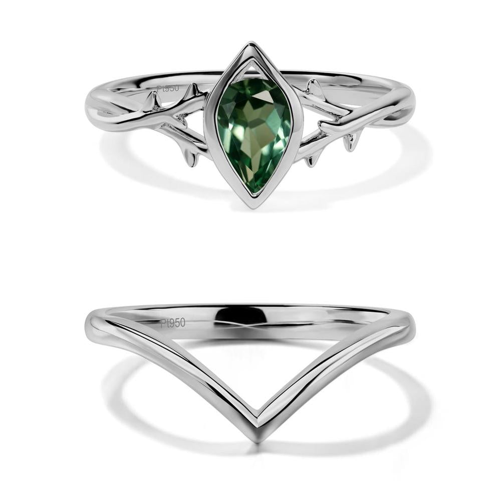 Green Sapphire Twig Bezel Set Ring - LUO Jewelry #metal_xxxxx