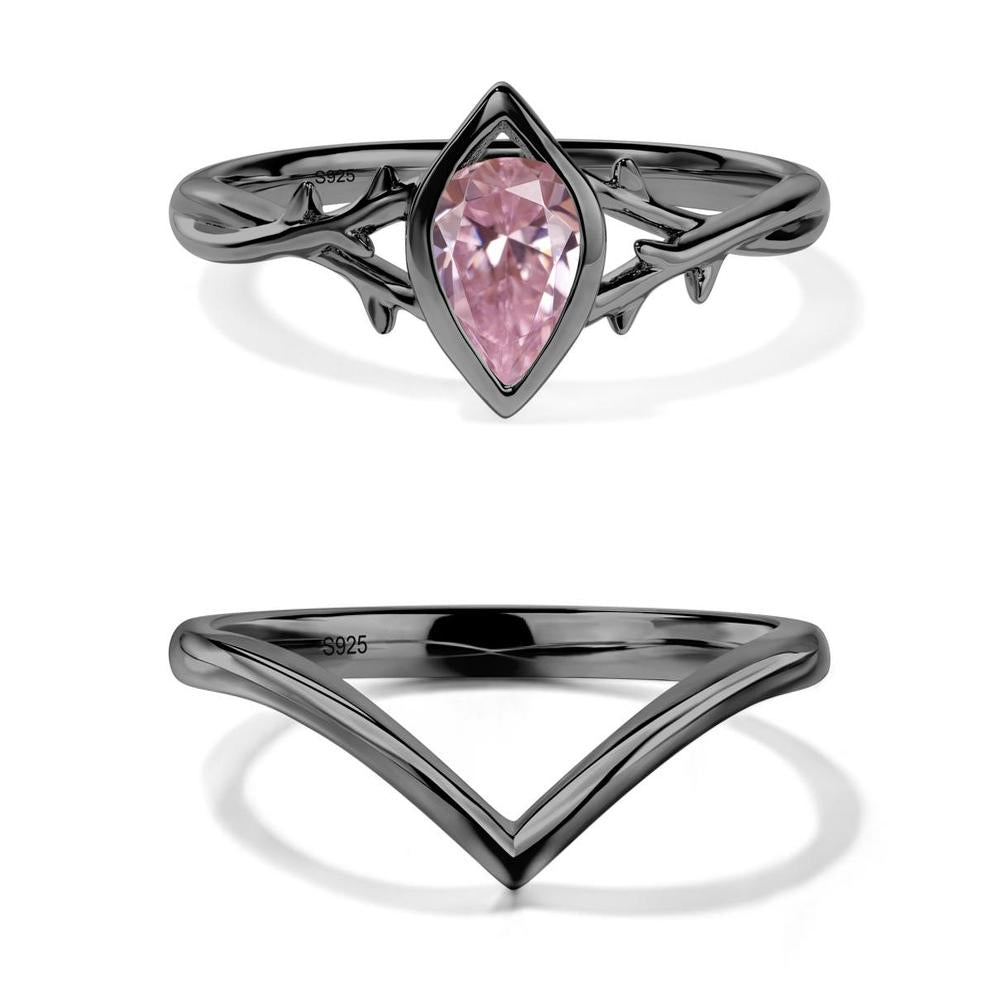 Pink Cubic Zirconia Twig Bezel Set Ring - LUO Jewelry #metal_xxxxx