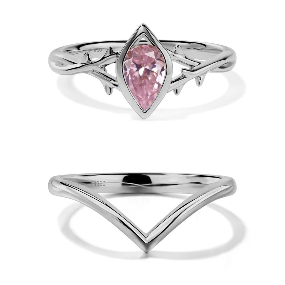 Pink Cubic Zirconia Twig Bezel Set Ring - LUO Jewelry #metal_xxxxx