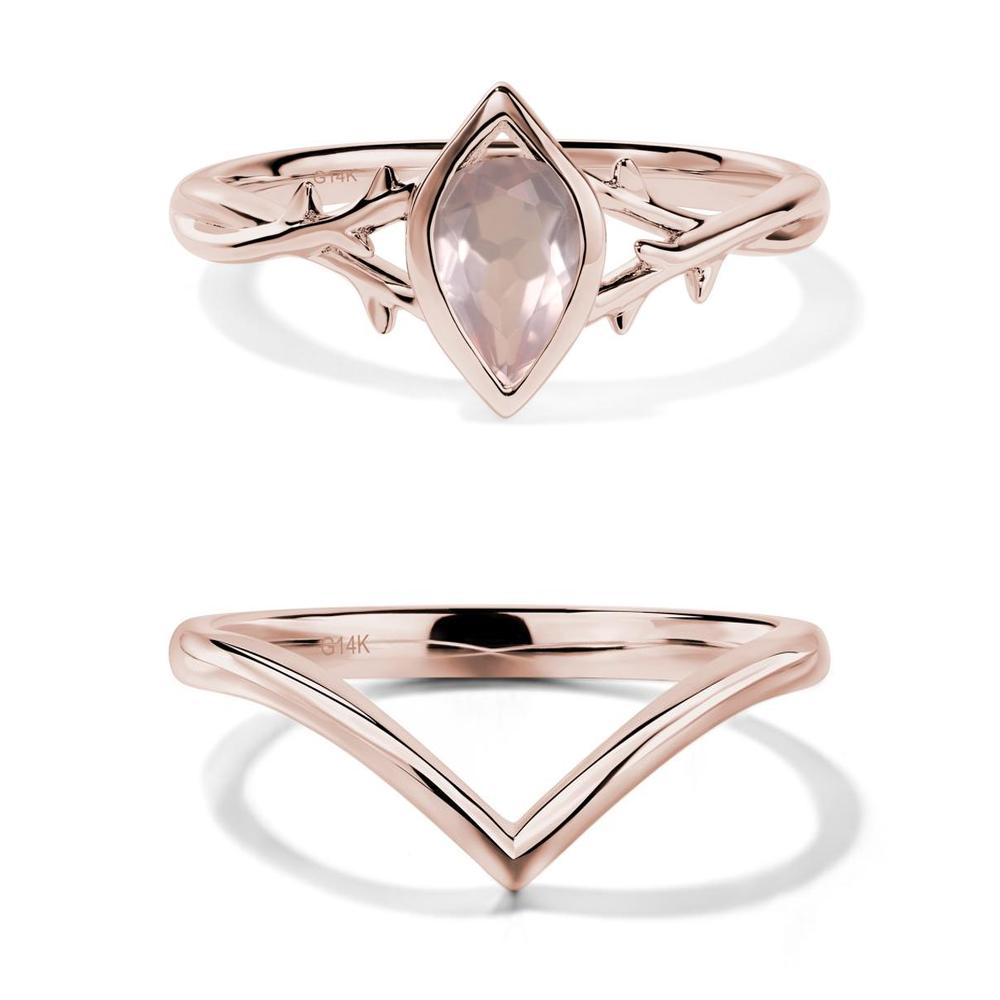 Rose Quartz Twig Bezel Set Ring - LUO Jewelry #metal_xxxxx