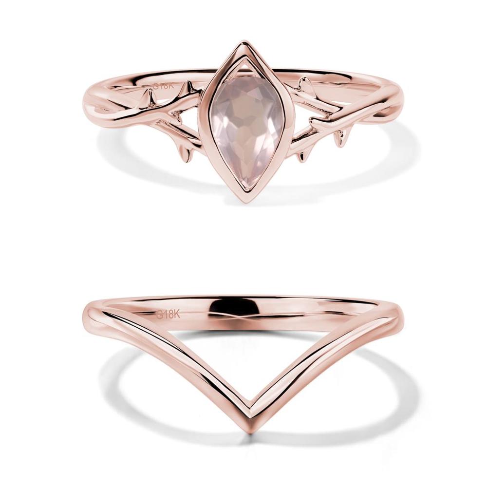 Rose Quartz Twig Bezel Set Ring - LUO Jewelry #metal_xxxxx