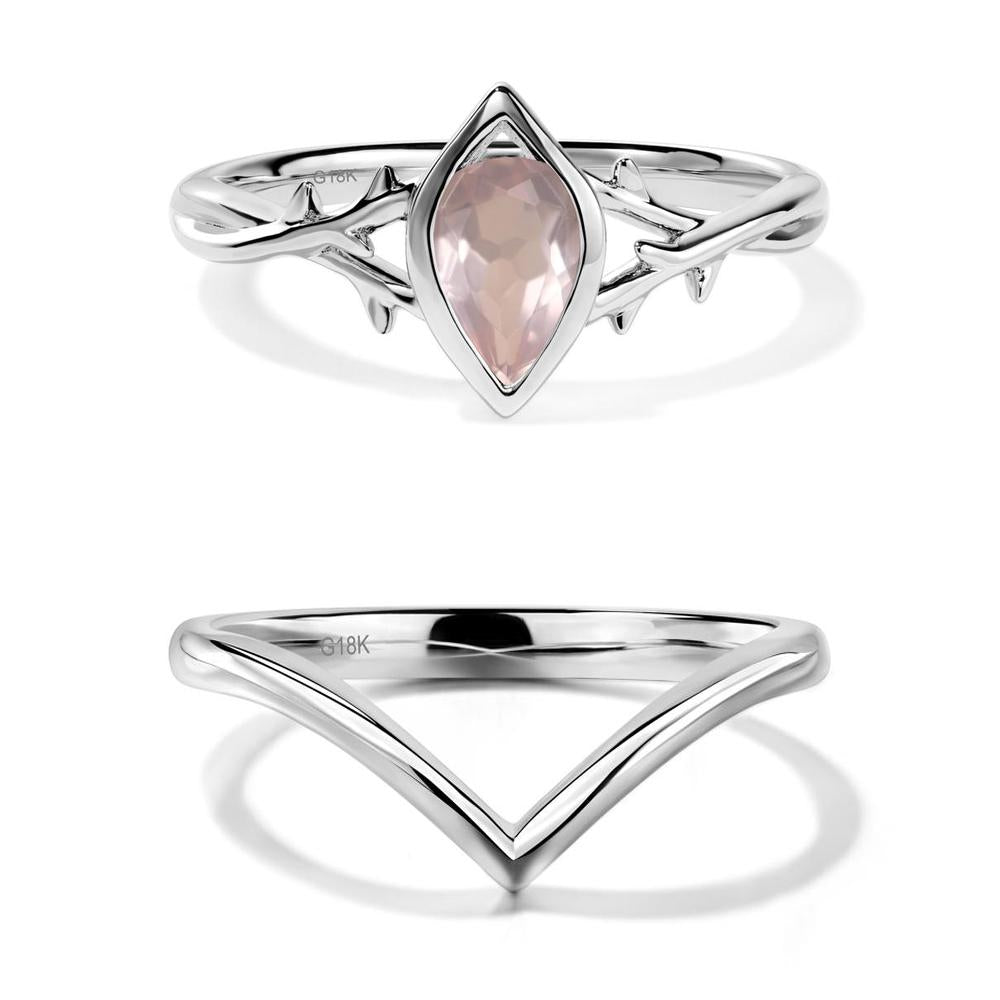 Rose Quartz Twig Bezel Set Ring - LUO Jewelry #metal_xxxxx