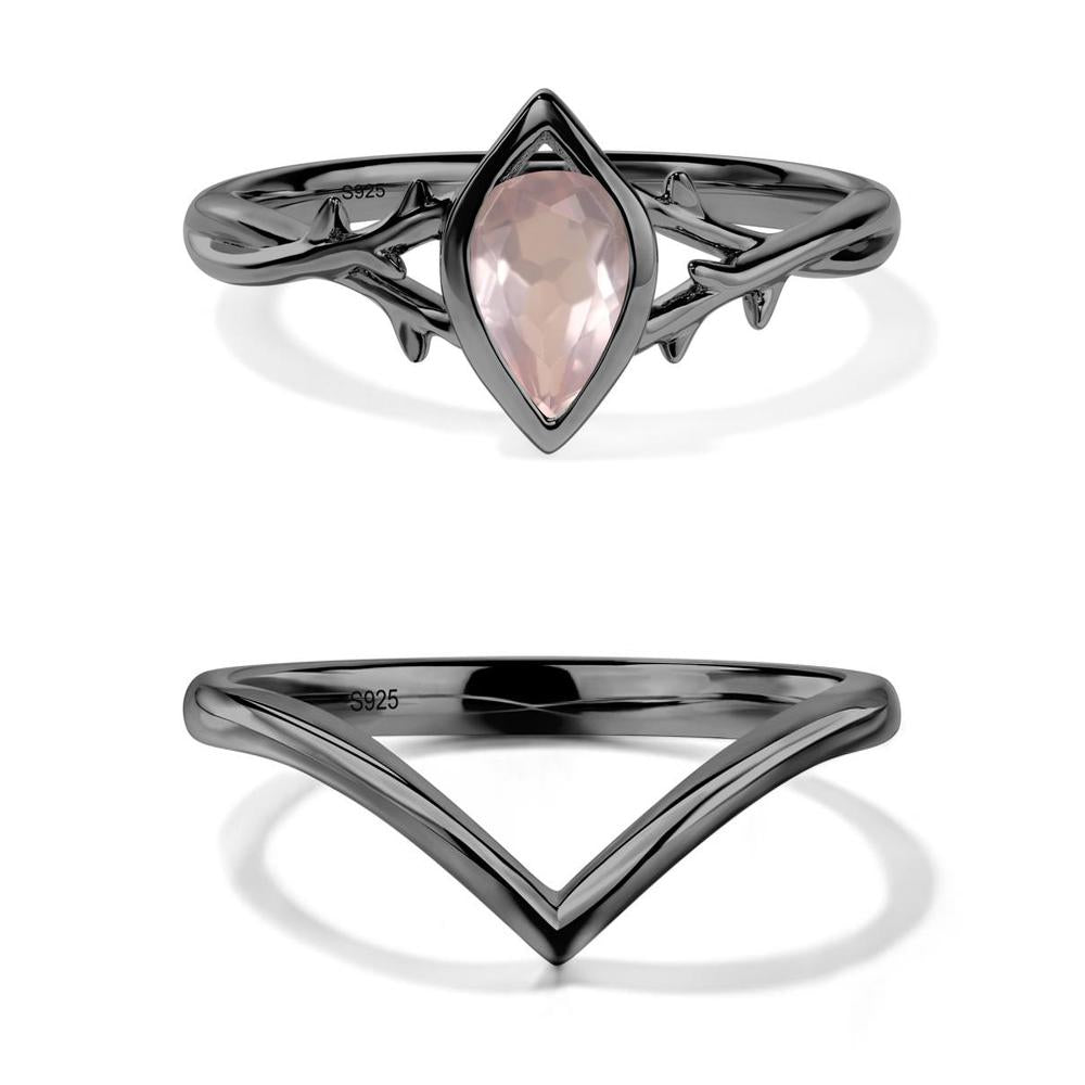 Rose Quartz Twig Bezel Set Ring - LUO Jewelry #metal_xxxxx