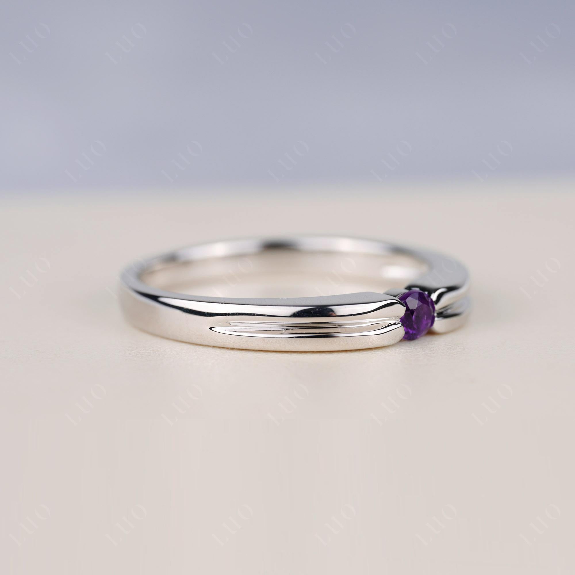 Amethyst Solitaire Band Ring - LUO Jewelry 