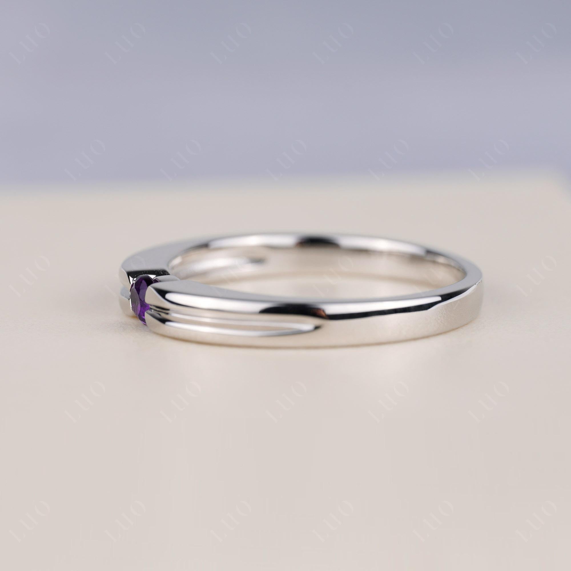 Amethyst Solitaire Band Ring - LUO Jewelry 