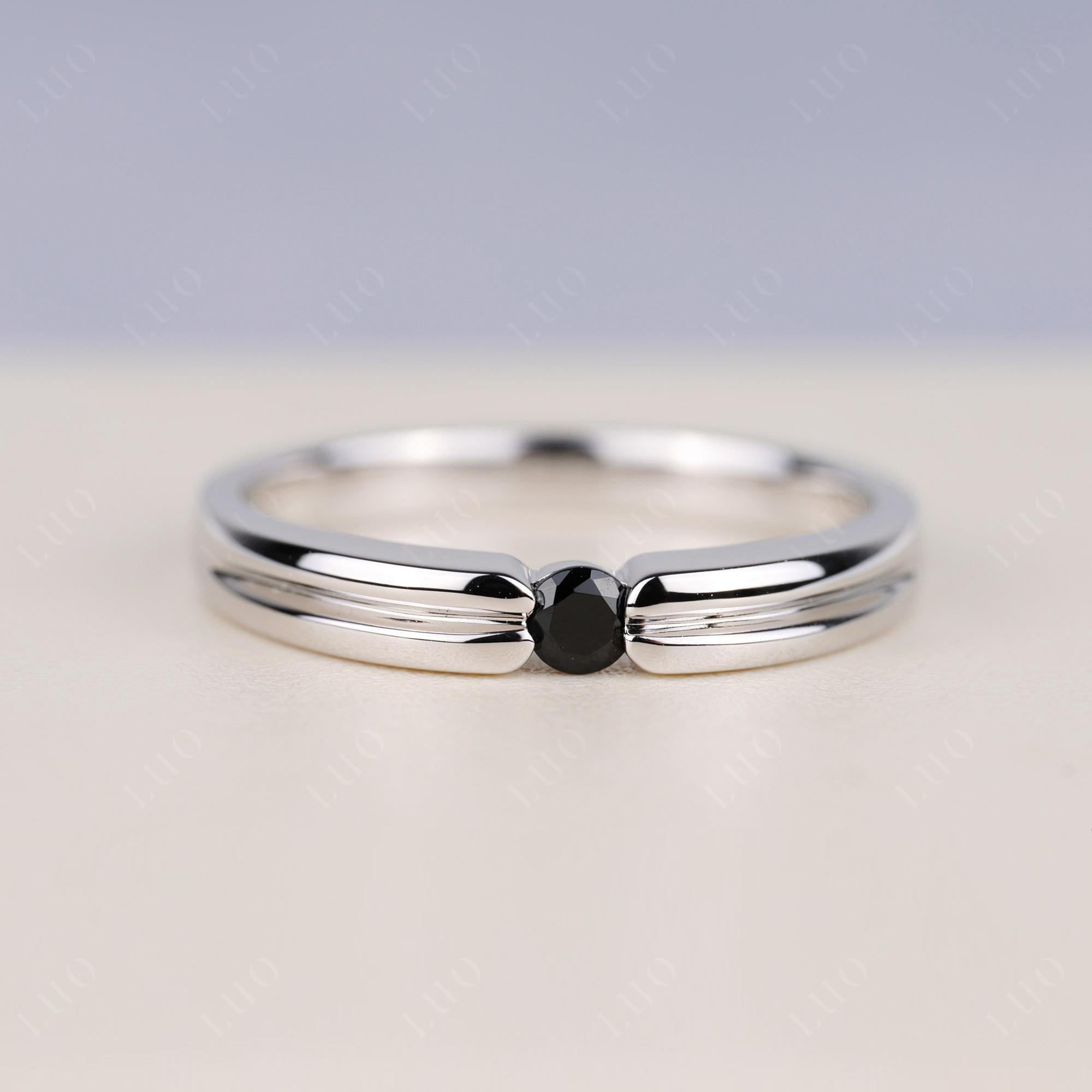 Black Spinel Solitaire Band Ring - LUO Jewelry 