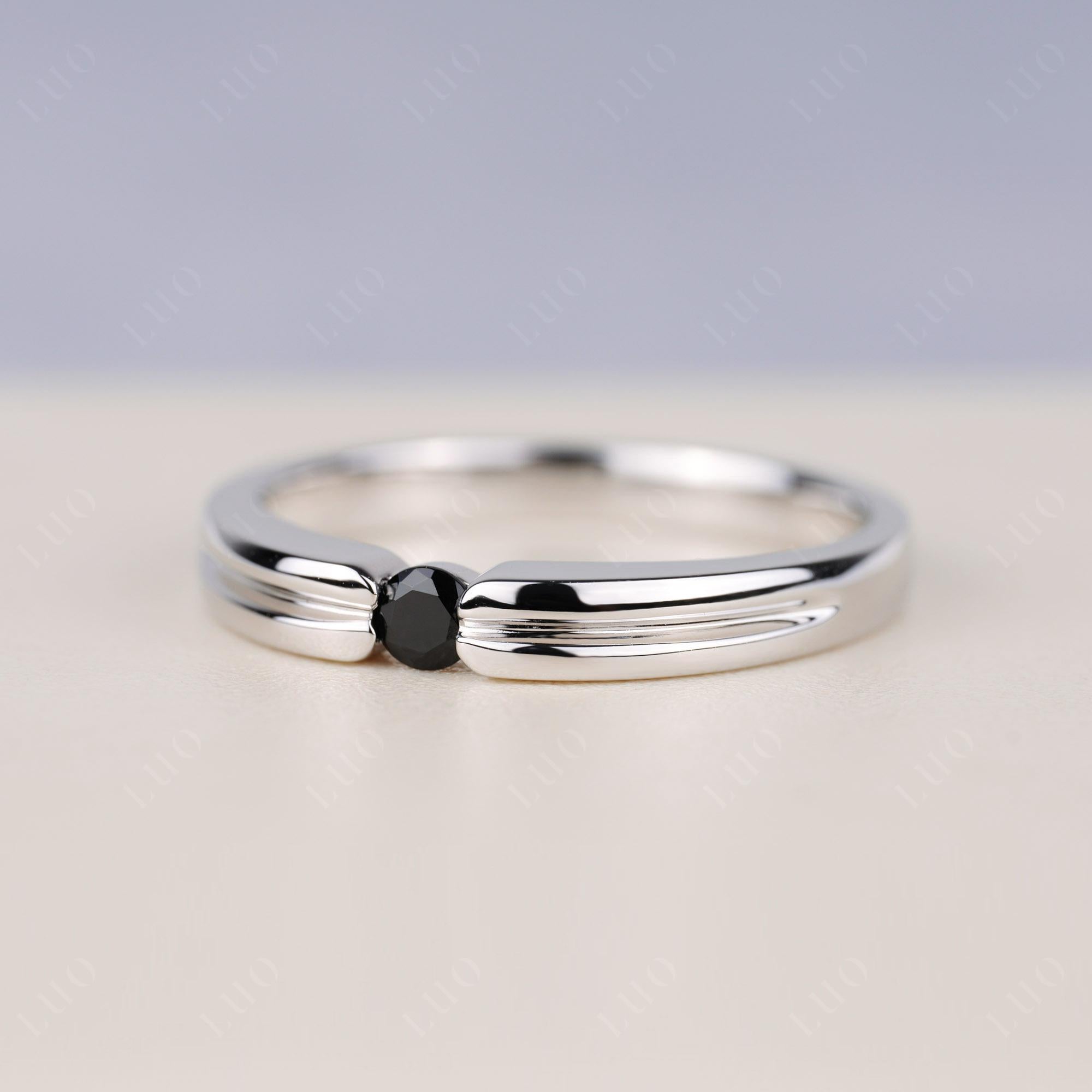 Black Spinel Solitaire Band Ring - LUO Jewelry 