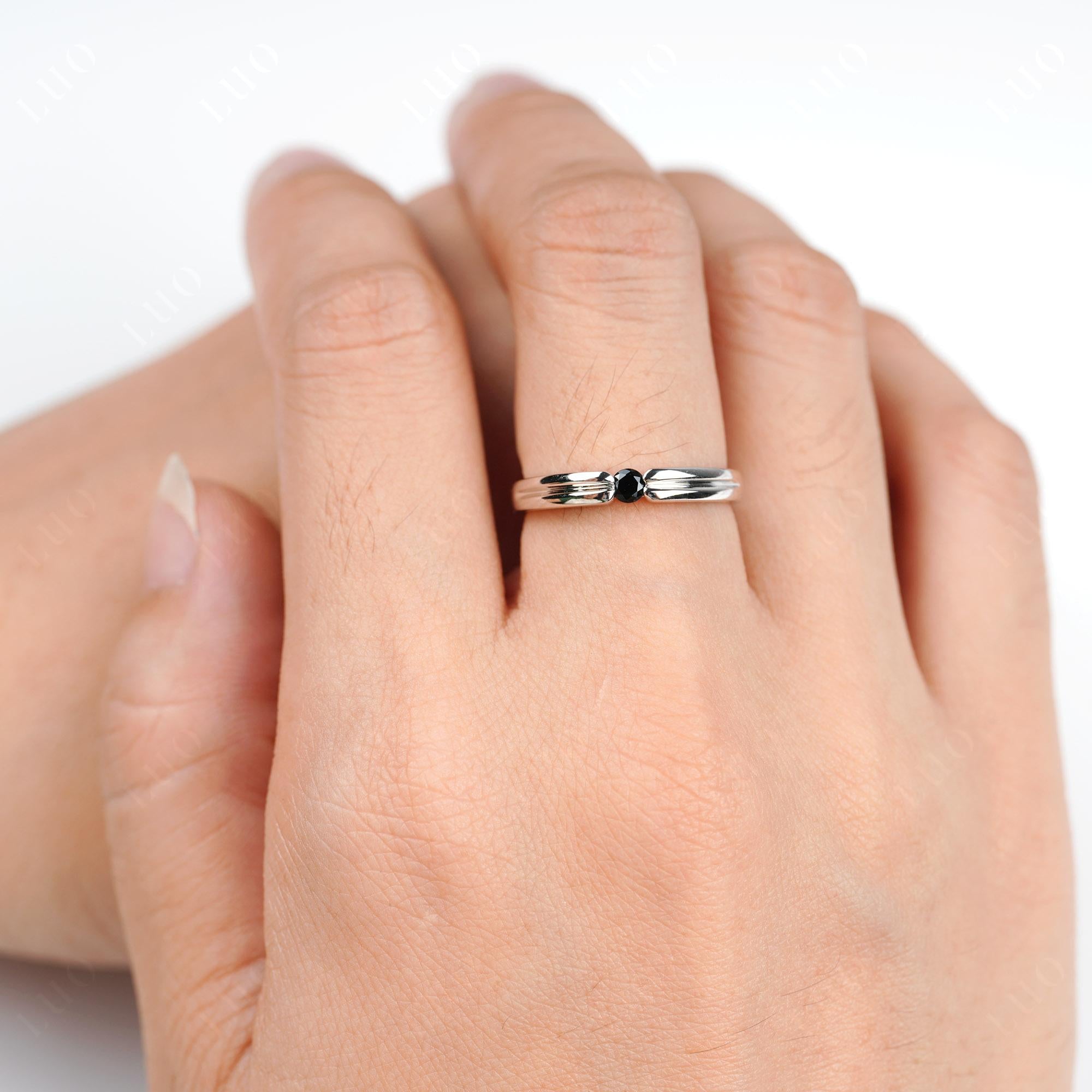 Black Spinel Solitaire Band Ring - LUO Jewelry 