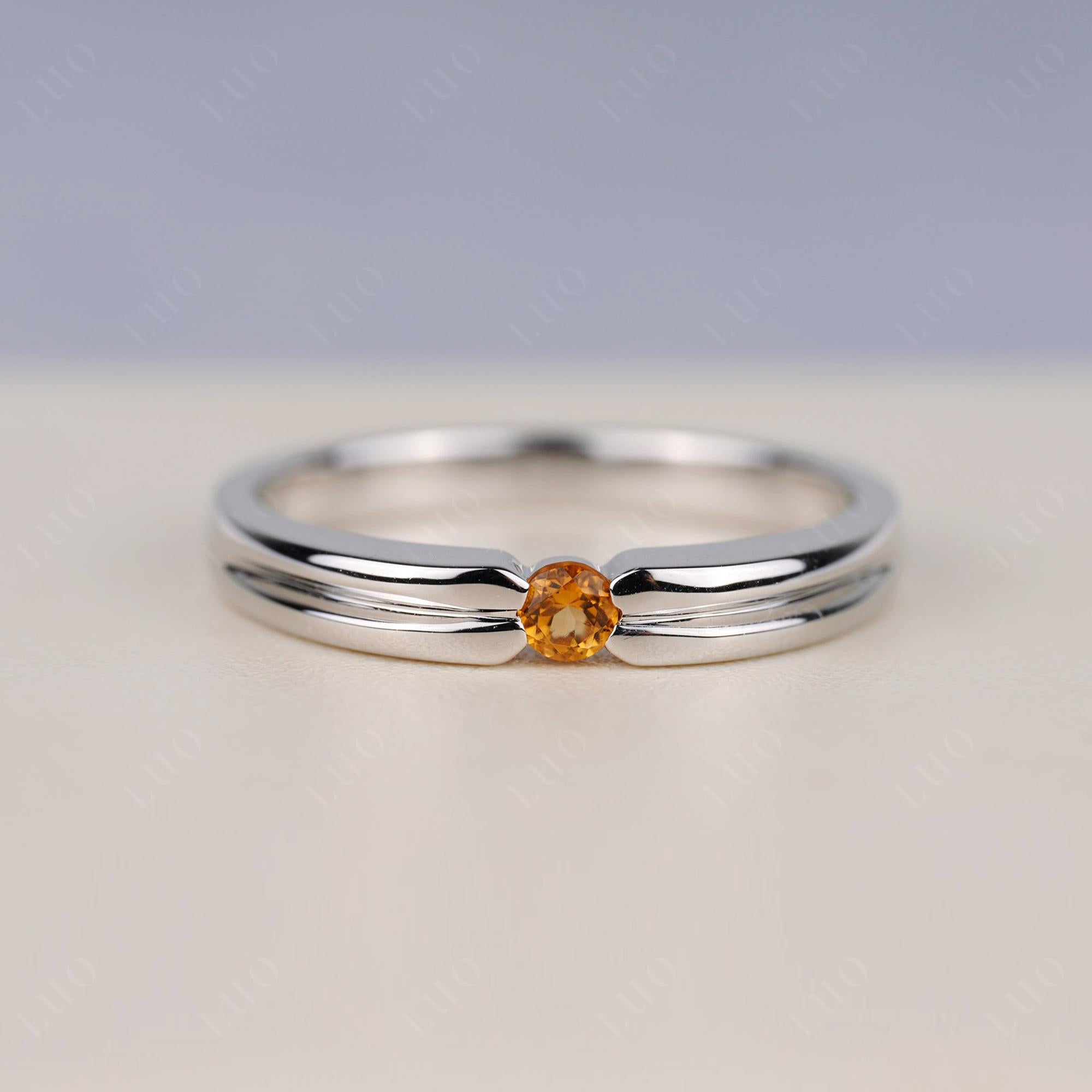 Citrine Solitaire Band Ring - LUO Jewelry 