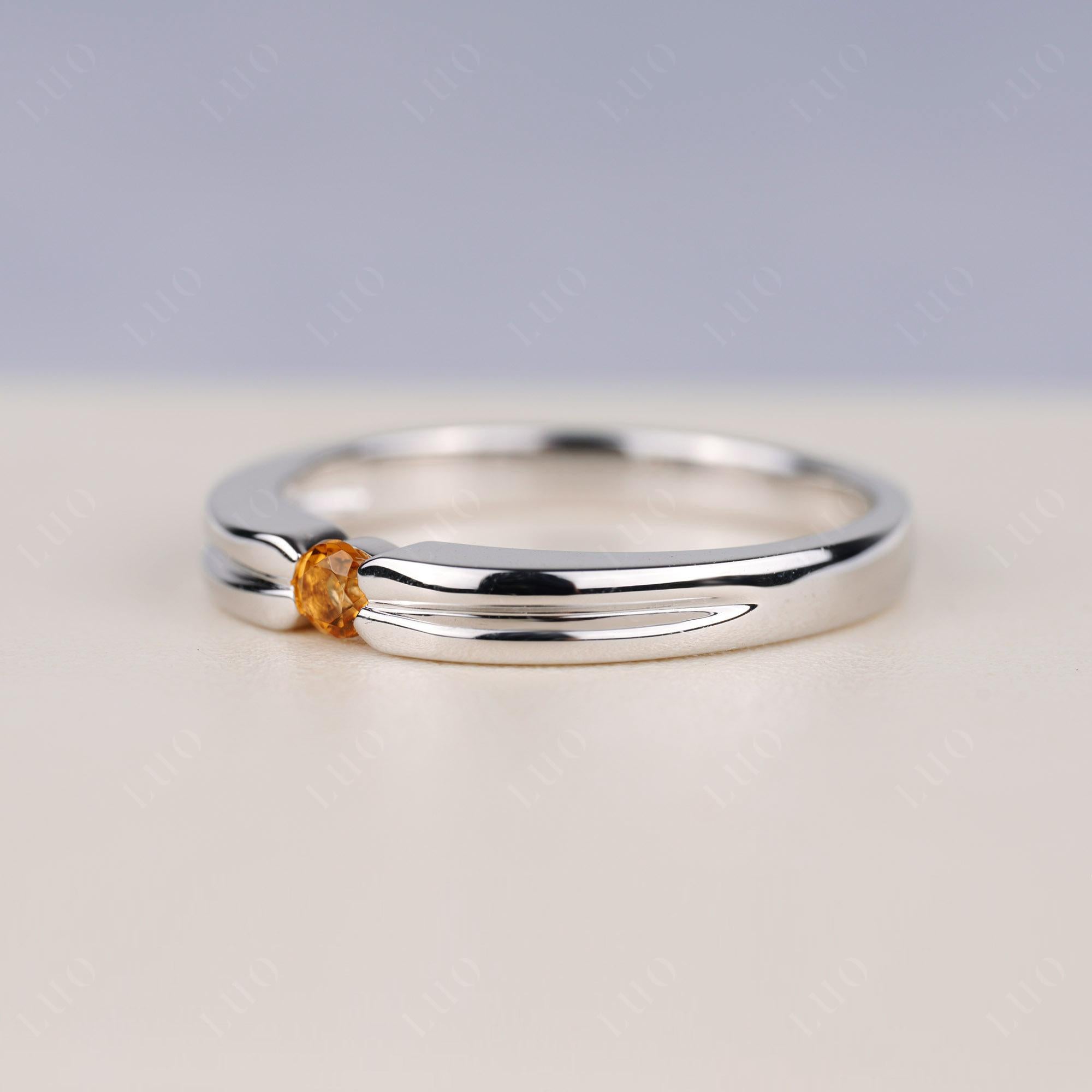 Citrine Solitaire Band Ring - LUO Jewelry 