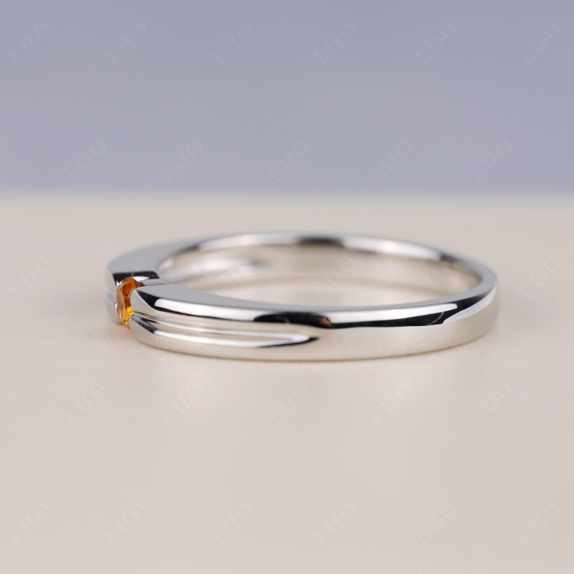 Citrine Solitaire Band Ring - LUO Jewelry 