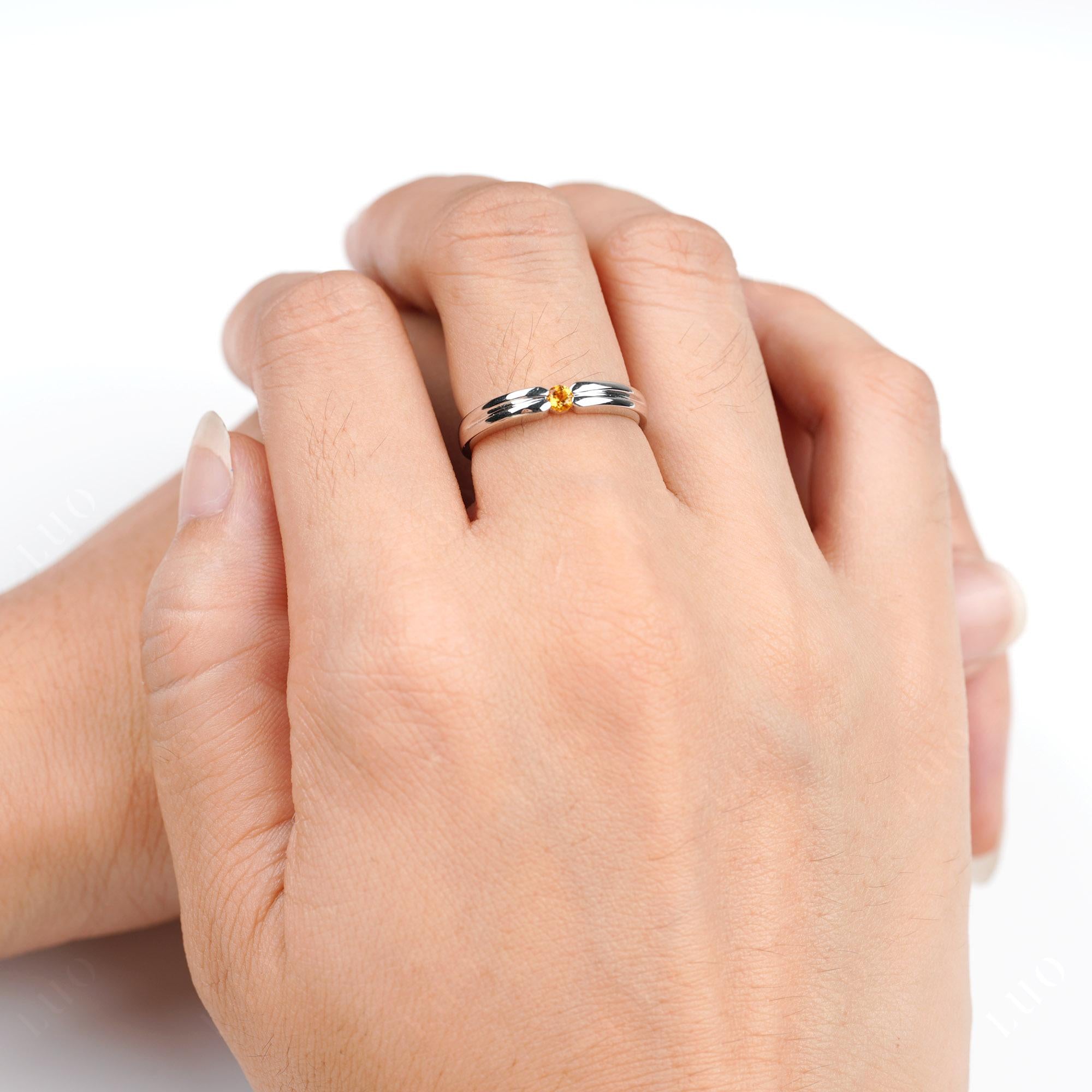 Citrine Solitaire Band Ring - LUO Jewelry 