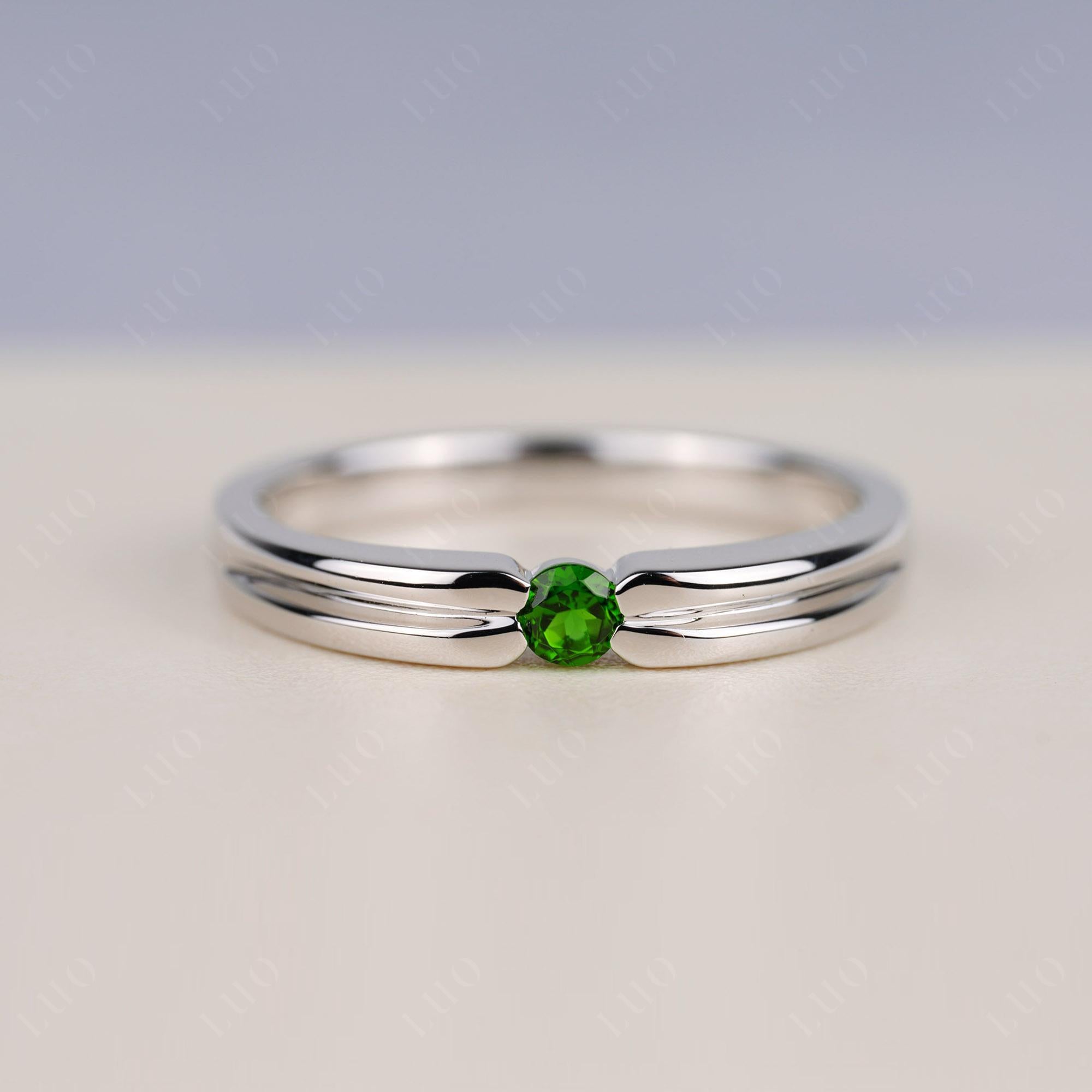 Diopside Solitaire Band Ring - LUO Jewelry 