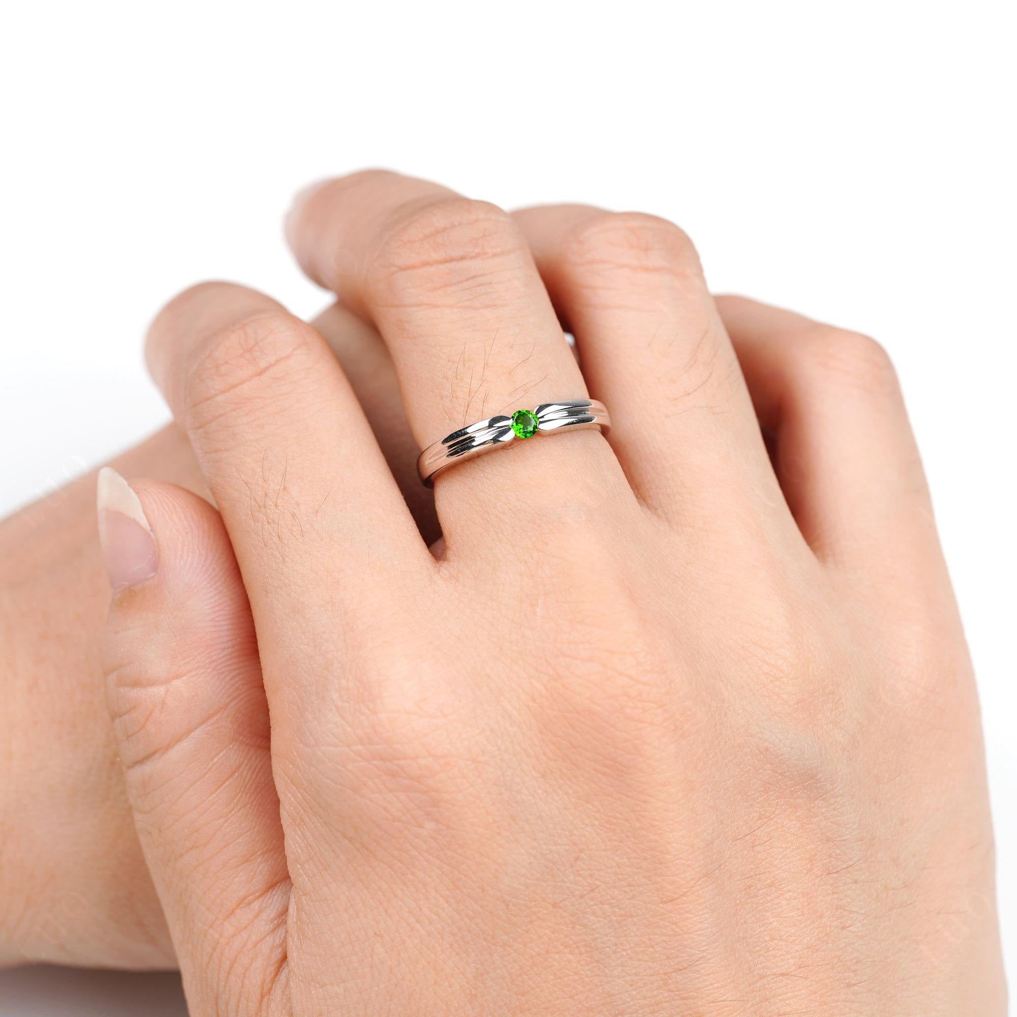 Diopside Solitaire Band Ring - LUO Jewelry 