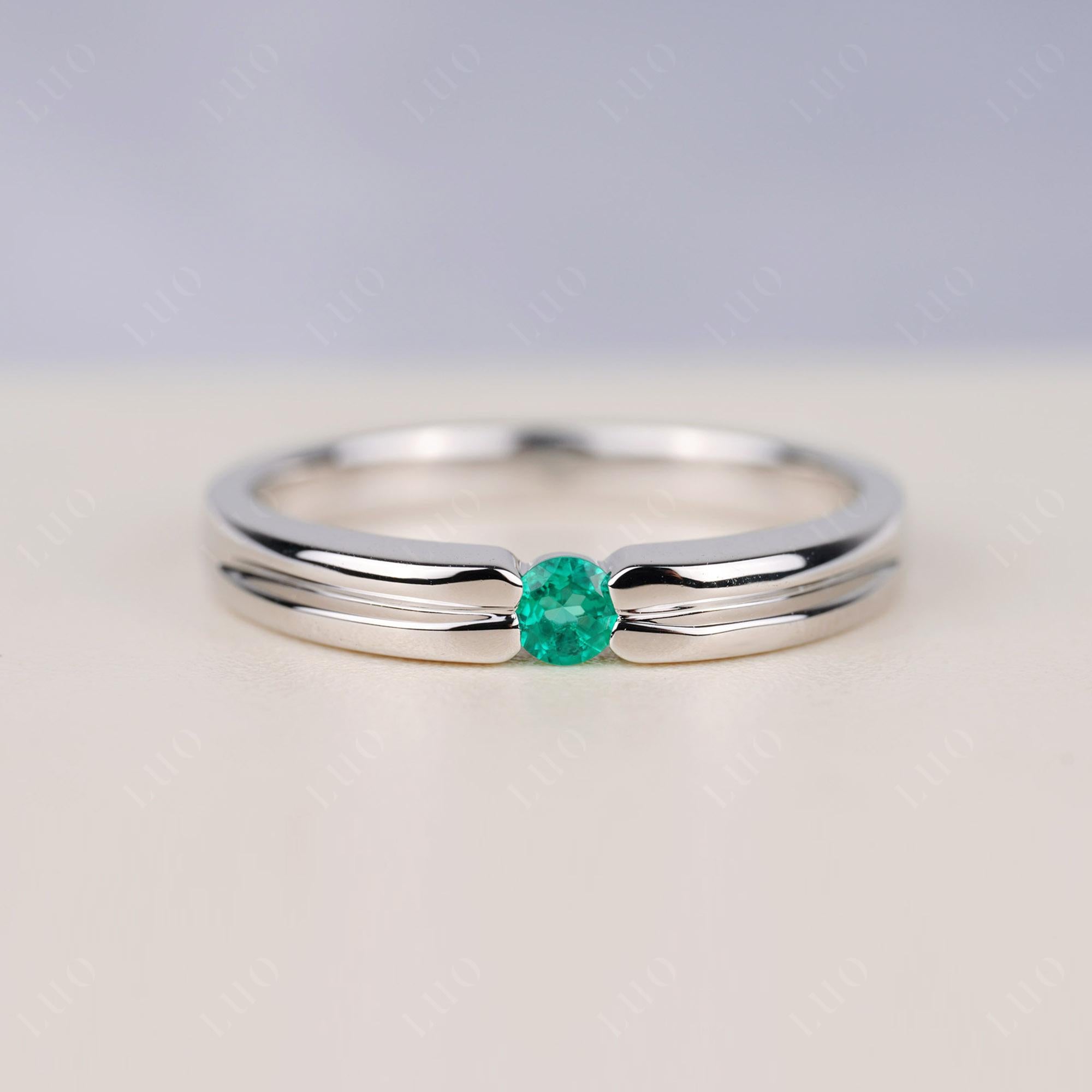 Emerald Solitaire Band Ring - LUO Jewelry 