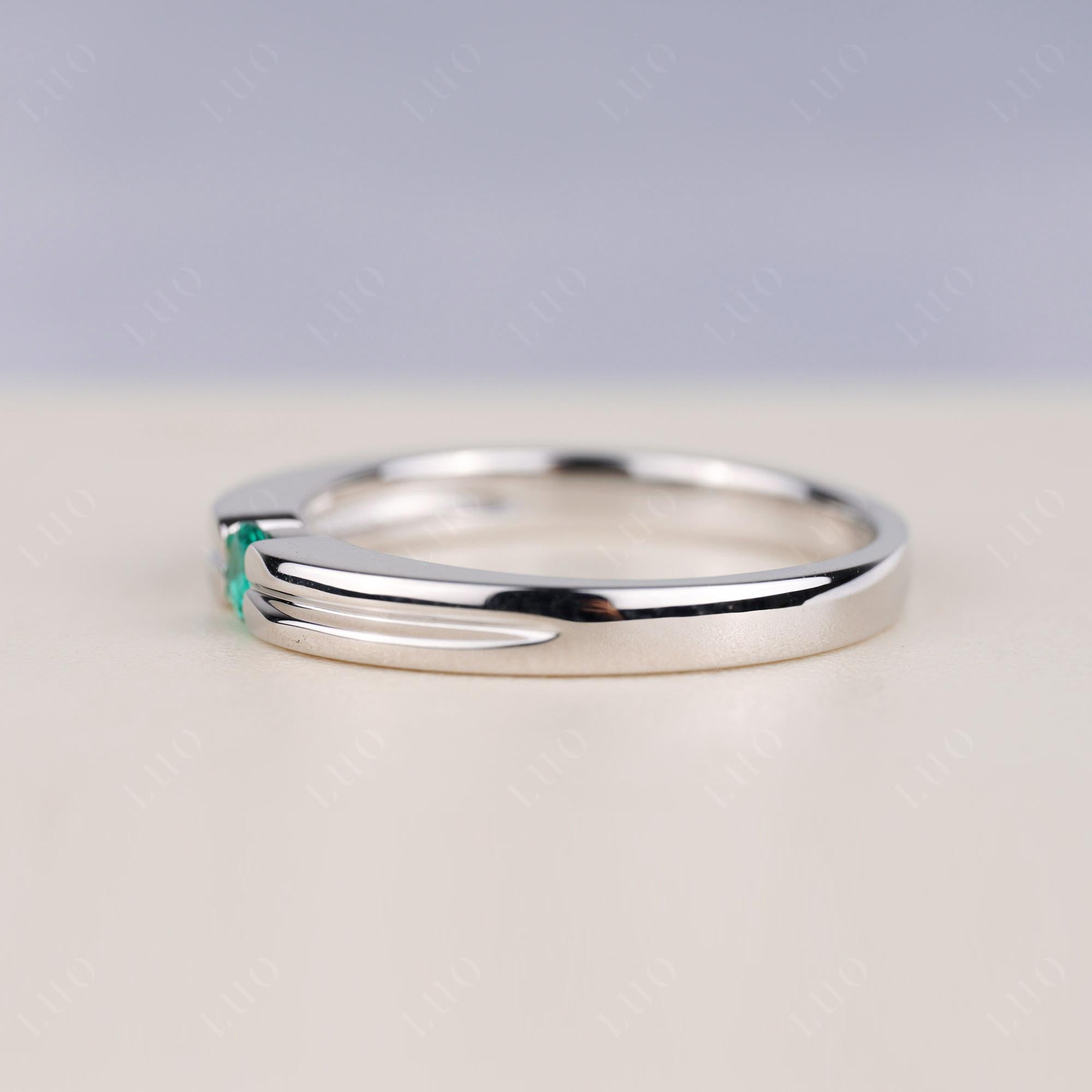 Emerald Solitaire Band Ring - LUO Jewelry 