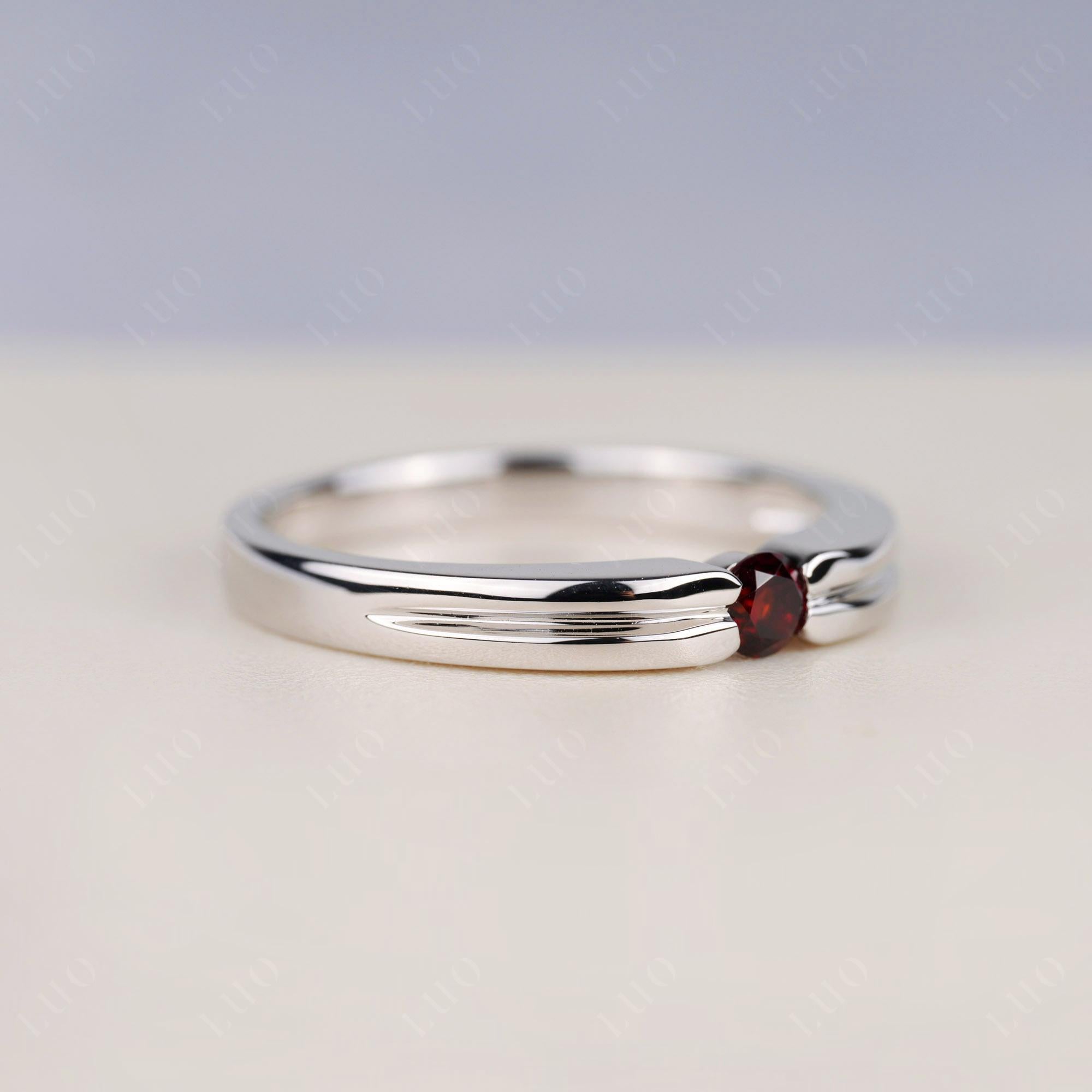 Garnet Solitaire Band Ring - LUO Jewelry 