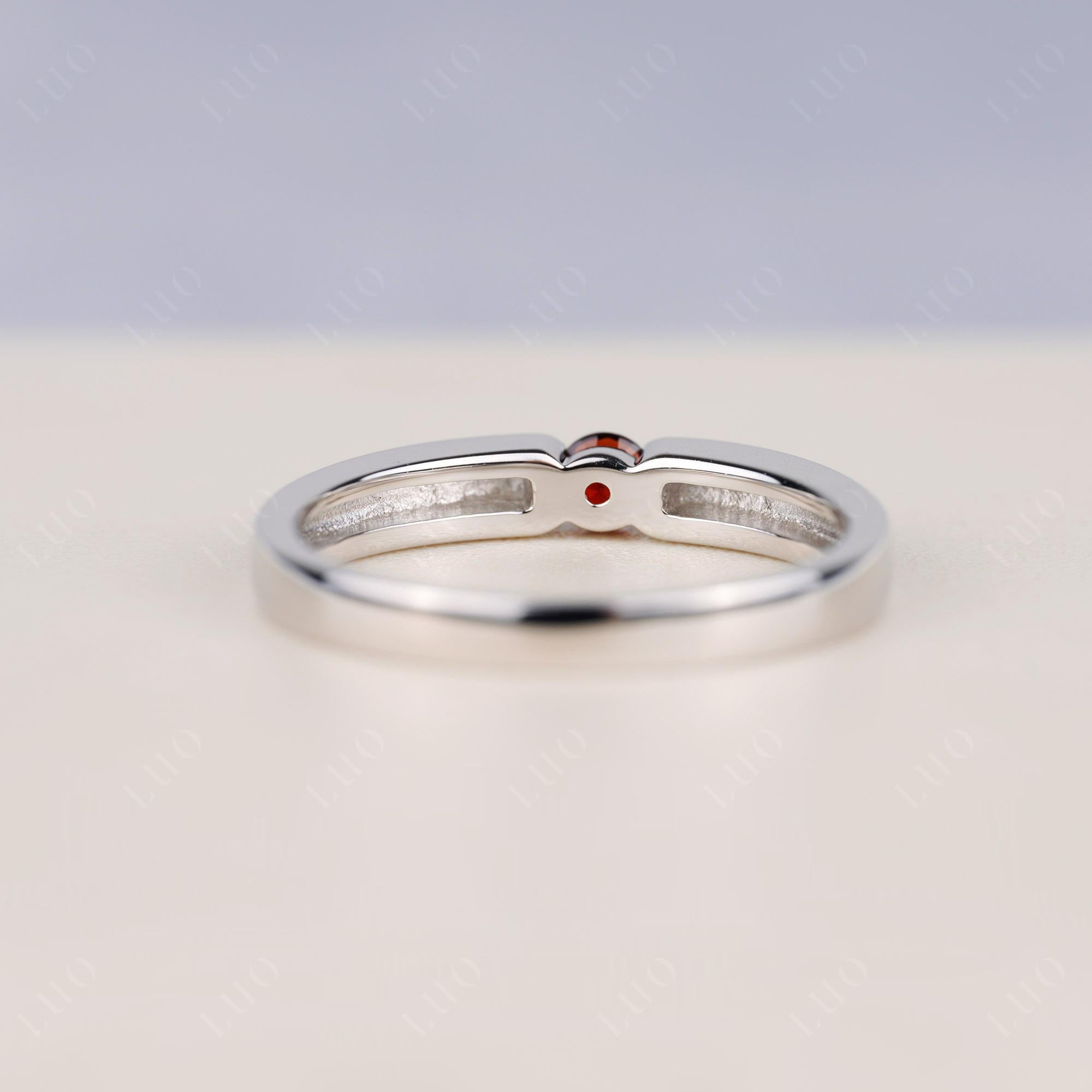 Garnet Solitaire Band Ring - LUO Jewelry 